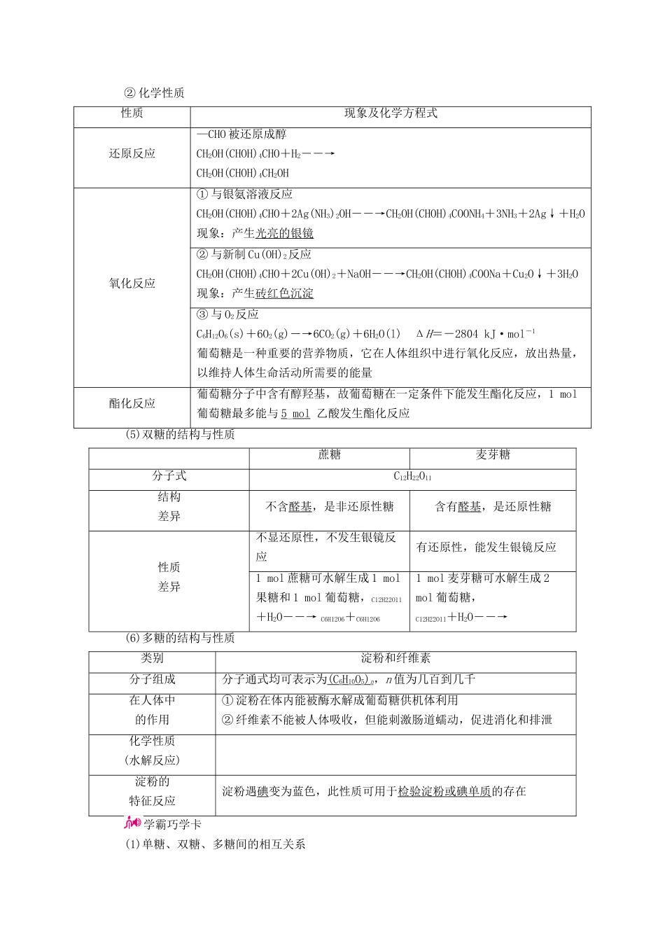 高考化学一轮复习 专题二十一 生活中常见的有机物 考点二 基本营养物质教学案-人教版高三全册化学教学案_第2页