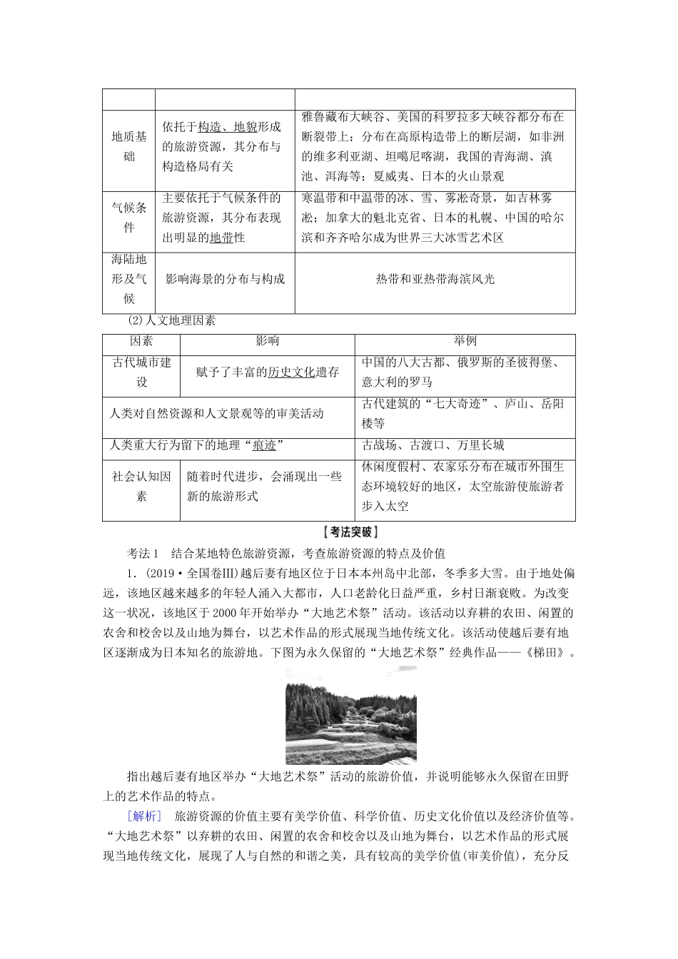 高考地理一轮复习 第5部分 选修3 旅游地理学案 中图版-中图版高三选修3地理学案_第3页