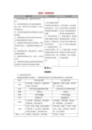 高考地理一轮复习 第5部分 选修3 旅游地理学案 中图版-中图版高三选修3地理学案