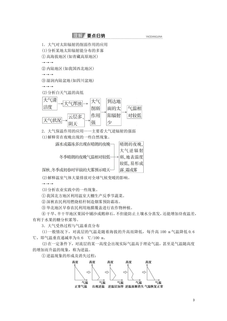高考地理一轮复习 第1部分 第2章 自然环境中的物质运动和能量交换 第2节 对流层大气的受热过程与热力环流教学案（含解析）湘教版-湘教版高三全册地理教学案_第3页