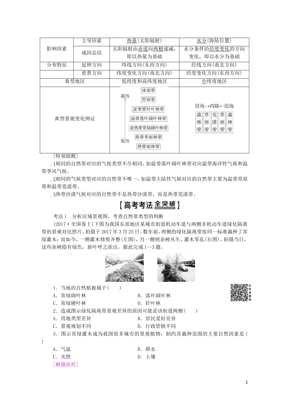高考地理一轮复习 第1部分 第3章 自然地理环境的整体性与差异性 第2节 自然地理环境的差异性教学案（含解析）湘教版-湘教版高三全册地理教学案_第2页