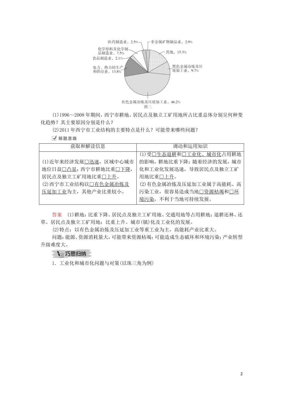 高考地理一轮复习 第二十讲 区域经济发展 第67课时 区域工业化和城市化问题及解决措施教学案（含解析）-人教版高三全册地理教学案_第2页