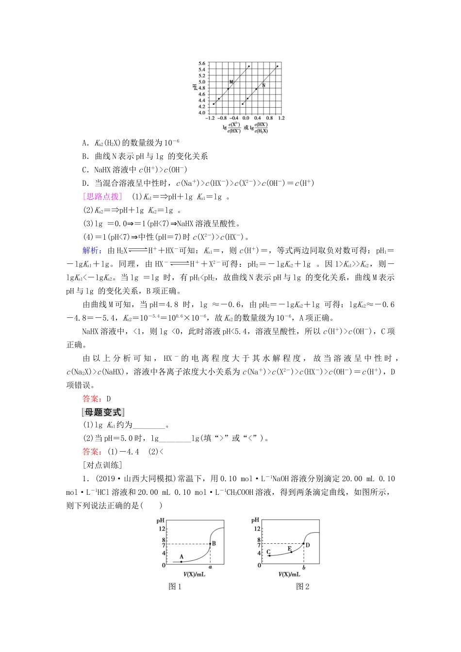 高考化学一轮复习 专项突破21 滴定曲线的分析方法教学案 鲁科版-鲁科版高三全册化学教学案_第2页