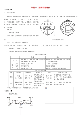 高考地理 地球和地球仪素材 湘教版