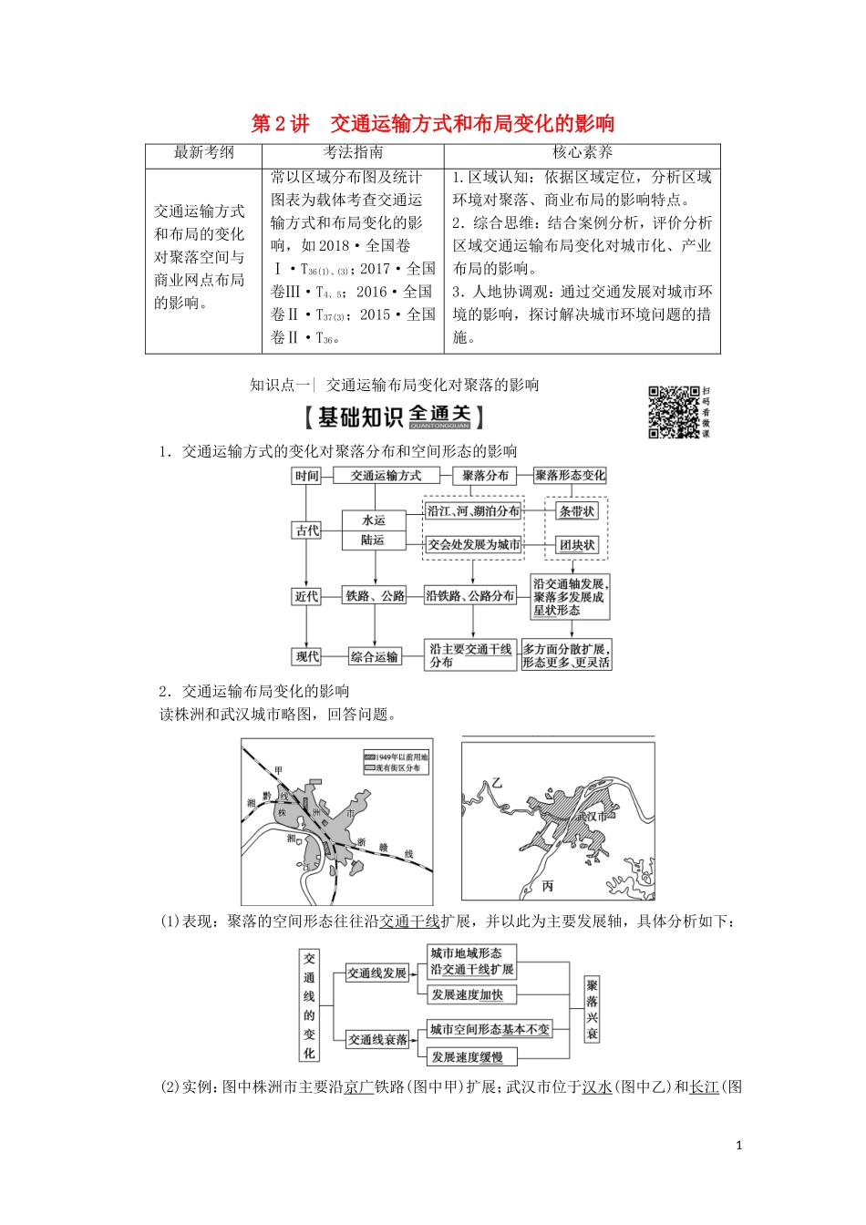 高考地理一轮复习 第2部分 第10章 交通运输布局及其影响 第2讲 交通运输方式和布局变化的影响教学案（含解析）新人教版-新人教版高三全册地理教学案_第1页
