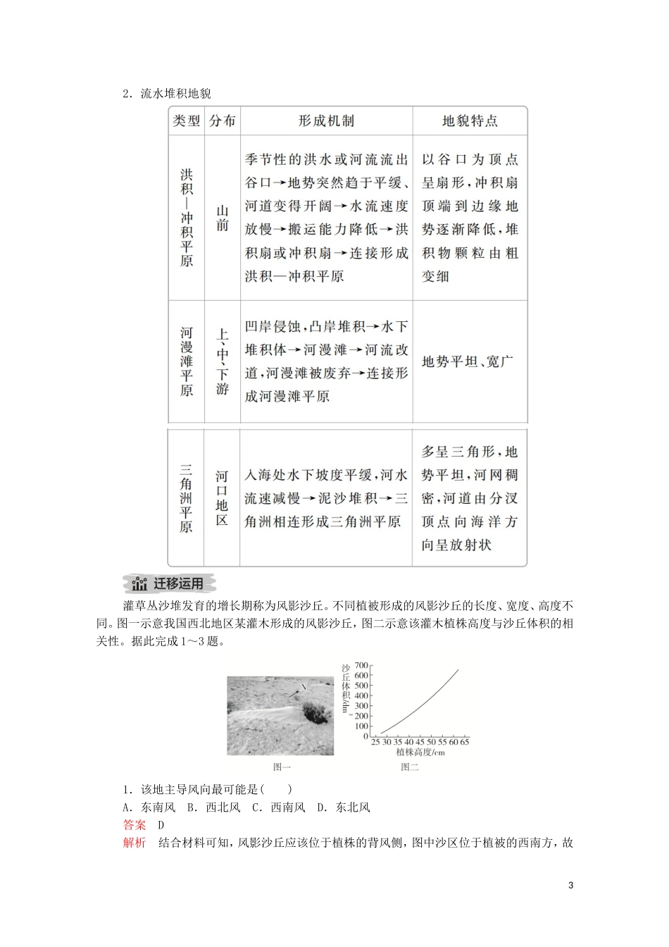 高考地理一轮复习 第八讲 地表形态的塑造 第27课时 外力作用（搬运、沉积）与地貌教学案（含解析）-人教版高三全册地理教学案_第3页