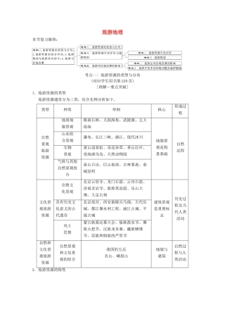 高考地理一轮复习 旅游地理学案 新人教版选修3-新人教版高三选修3地理学案