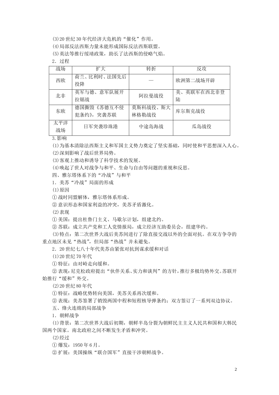 高考历史大一轮复习 选修模块 选修3 20世纪的战争与和平教学案 北师大版-北师大版高三选修3历史教学案_第2页