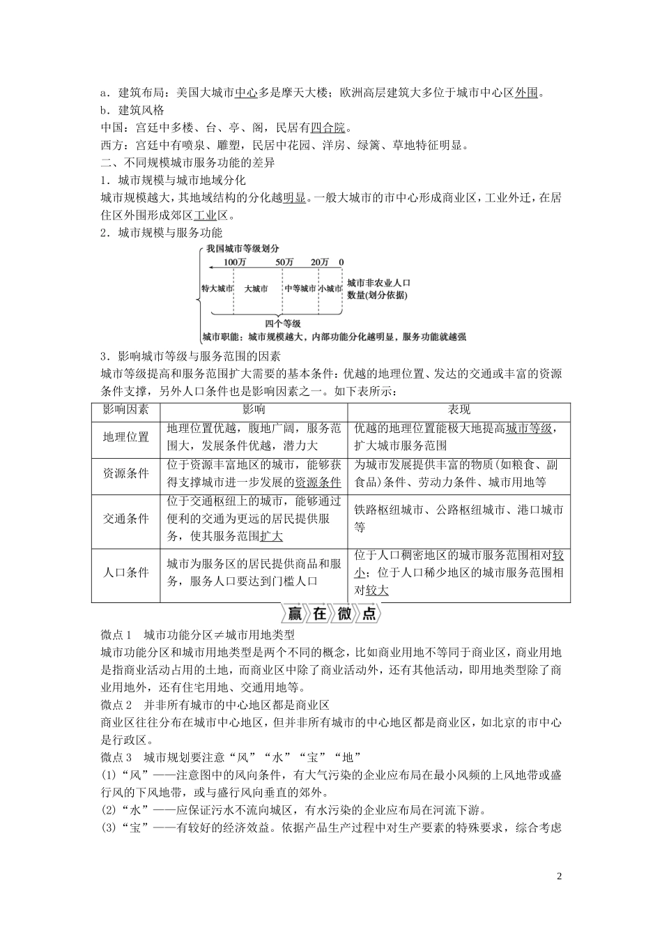 高考地理一轮复习 第六章 城市的空间结构与城市化 第16讲 城市的空间结构 地域文化与城市发展教学案 中图版-中图版高三全册地理教学案_第2页