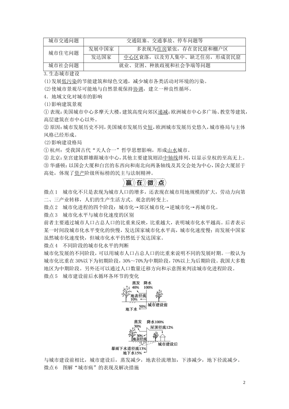 高考地理一轮复习 第六章 城市的空间结构与城市化 第17讲 城市化教学案 中图版-中图版高三全册地理教学案_第2页