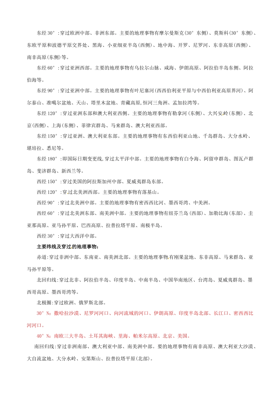 高考地理一轮复习 区域空间定位知识点素材-人教版高三全册地理素材_第2页