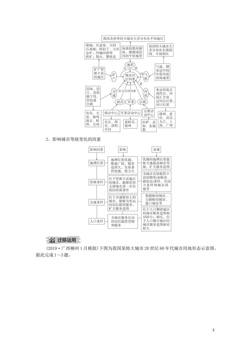 高考地理一轮复习 第十二讲 城市与城市化素 第41课时 城市区位与城市等级体系教学案（含解析）-人教版高三全册地理教学案_第3页