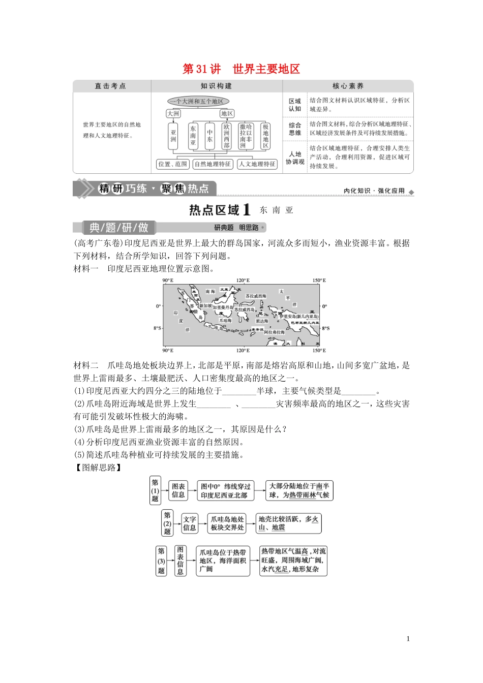 高考地理一轮复习 第十二章 世界地理 第31讲 世界主要地区教学案 中图版-中图版高三全册地理教学案_第1页