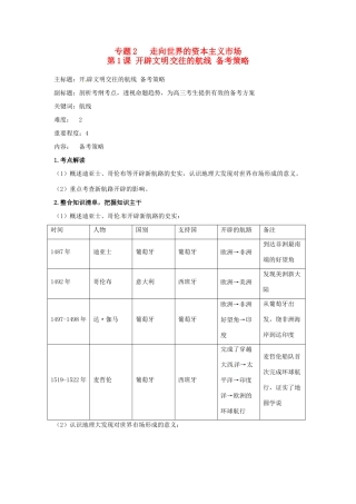 高考历史复习 专题02 第1课 开辟文明 交往的航线备考策略-人教版高三全册历史素材