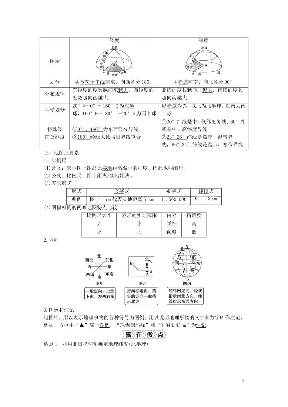 高考地理一轮复习 第一章 宇宙中的地球 第1讲 地球与地图教学案 中图版-中图版高三全册地理教学案_第2页