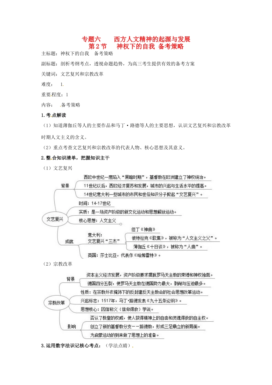 高考历史复习 专题06 第2节 神权下的自我备考策略-人教版高三全册历史素材_第1页