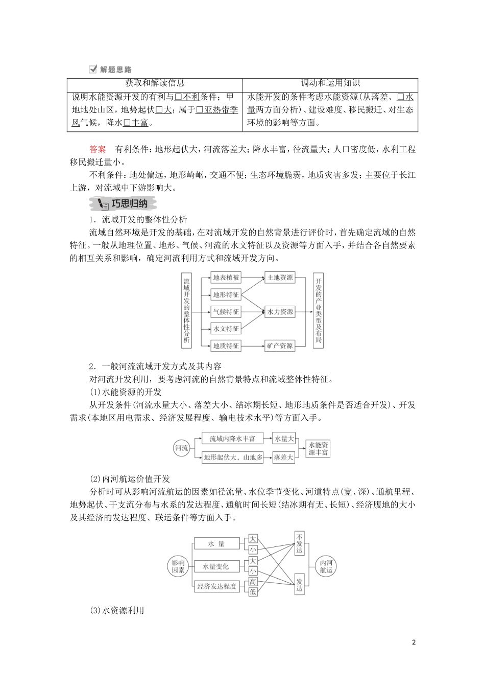 高考地理一轮复习 第十九讲 自然资源的开发利用 第62课时 流域开发条件评价教学案（含解析）-人教版高三全册地理教学案_第2页