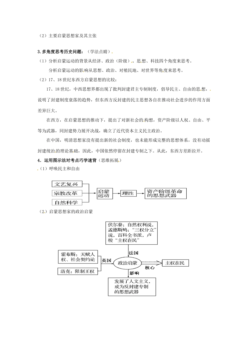 高考历史复习 专题06 第3节 专制下的启蒙备考策略-人教版高三全册历史素材_第2页