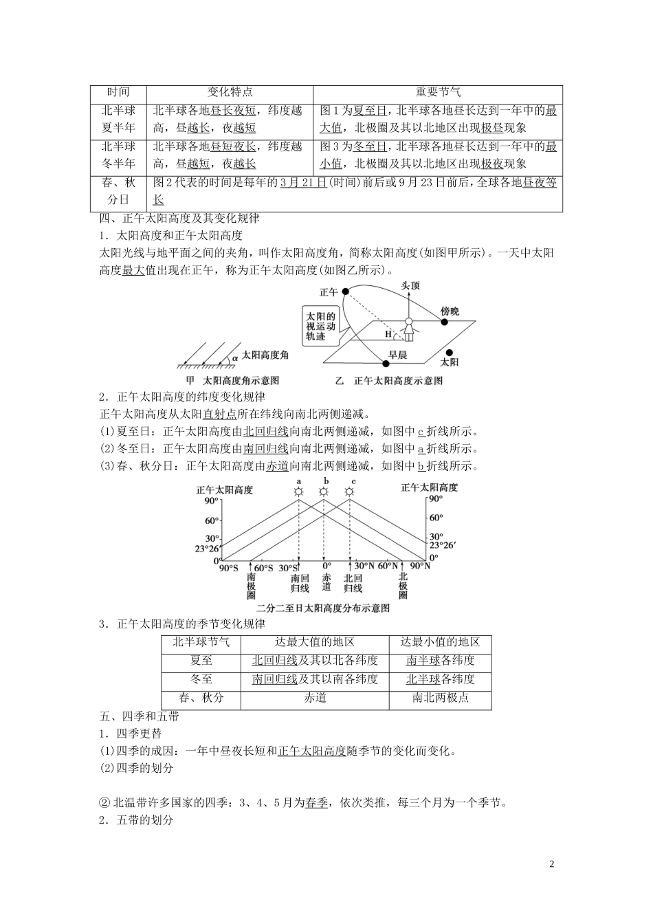 高考地理一轮复习 第一章 宇宙中的地球 第5讲 地球公转及其地理意义教学案 中图版-中图版高三全册地理教学案_第2页