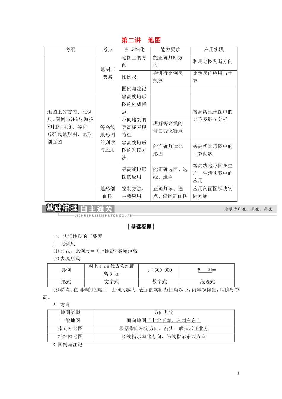 高考地理大一轮复习 第1部分 第1单元 从宇宙看地球（含地球和地图） 第2讲 地图教学案 鲁教版-鲁教版高三全册地理教学案_第1页