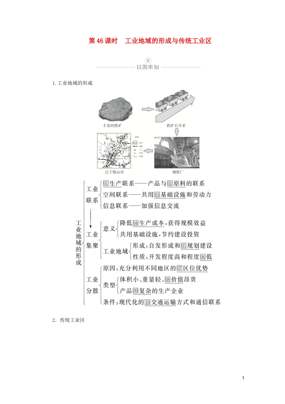 高考地理一轮复习 第十四讲 工业地域的形成和发展 第46课时 工业地域的形成与传统工业区教学案（含解析）-人教版高三全册地理教学案_第1页