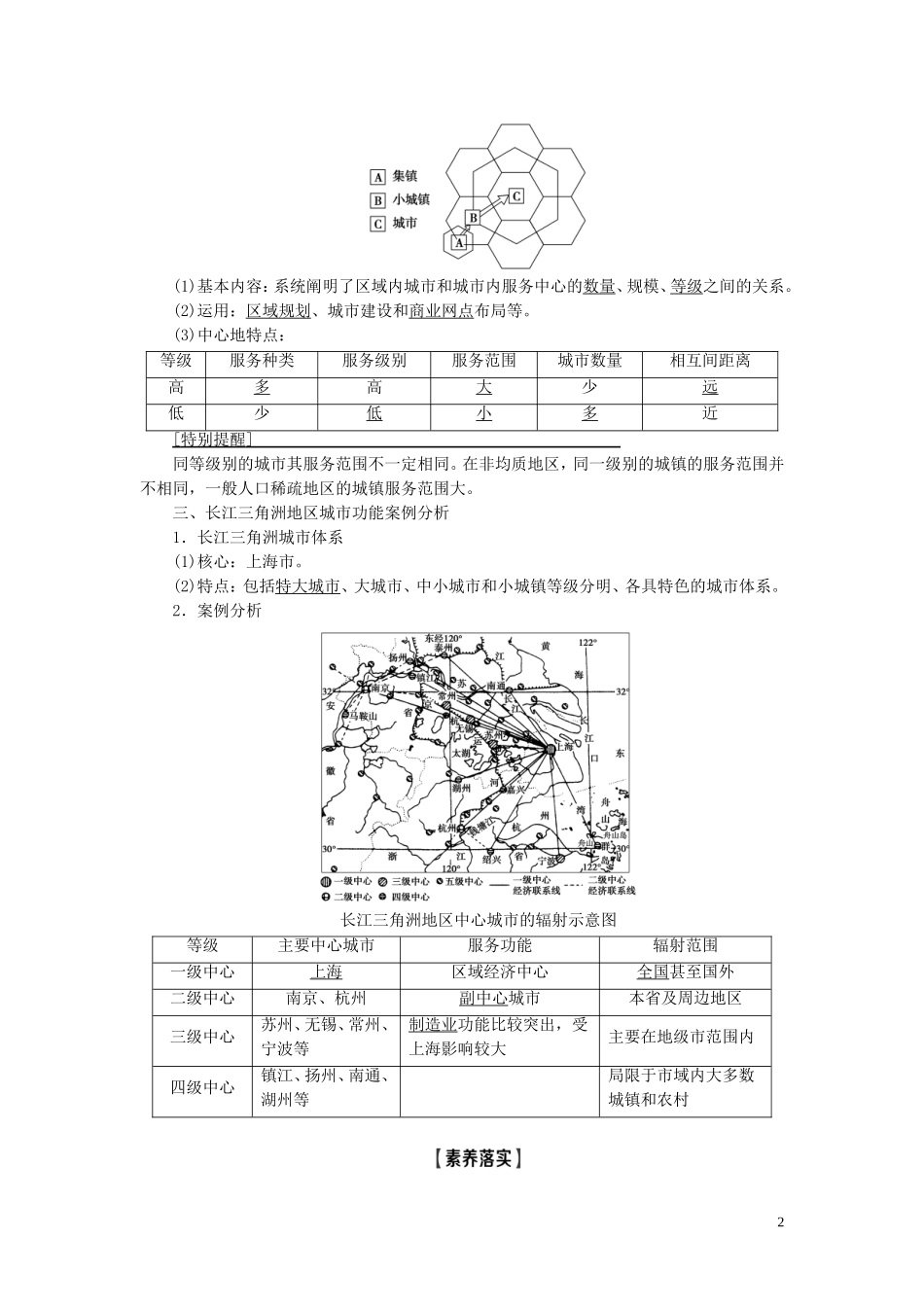 高考地理大一轮复习 第2部分 第6单元 城市与地理环境 第2讲 城市区位与城市体系教学案 鲁教版-鲁教版高三全册地理教学案_第2页