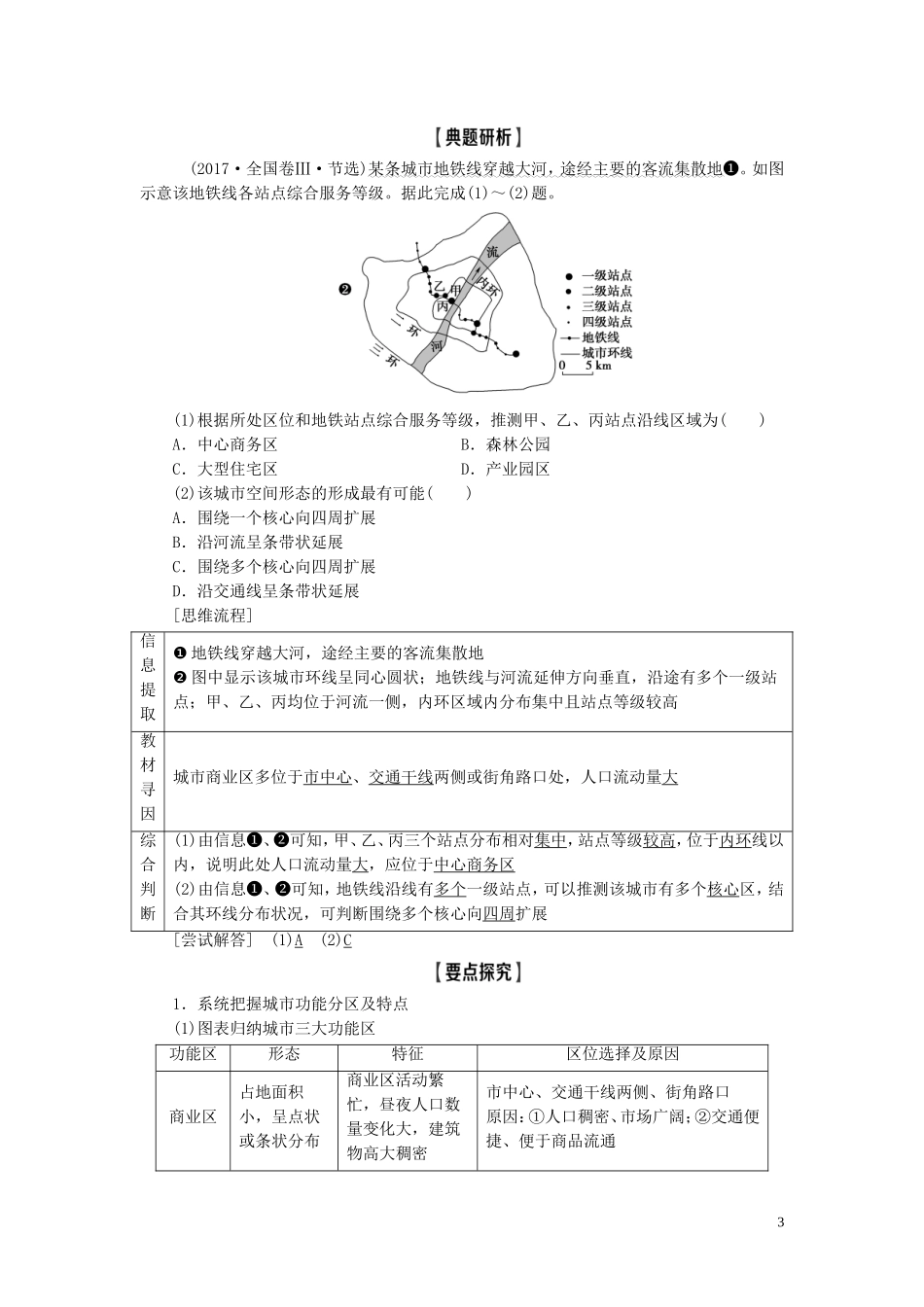 高考地理大一轮复习 第2部分 第6单元 城市与地理环境 第3讲 城市空间结构教学案 鲁教版-鲁教版高三全册地理教学案_第3页