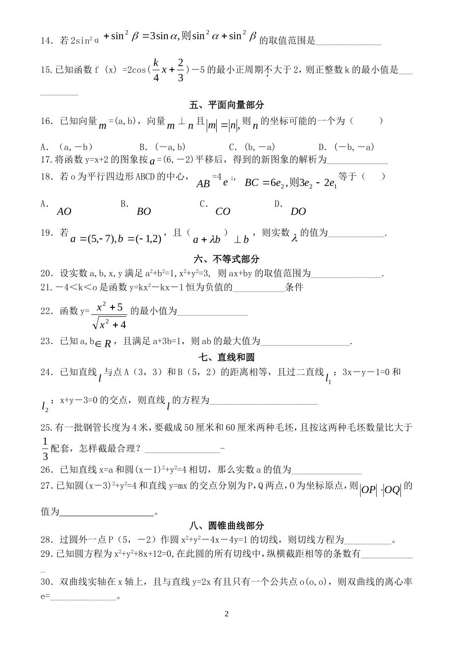 高考数学 错题重做篇 考前必看系列材料之四_第2页