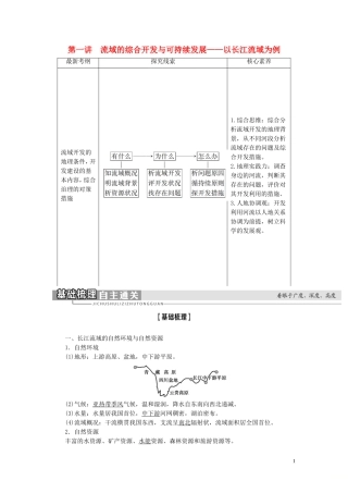 高考地理大一轮复习 第3部分 第12单元 区域综合开发与可持续发展 第1讲 流域的综合开发与可持续发展——以长江流域为例教学案 鲁教版-鲁教版高三全册地理教学案