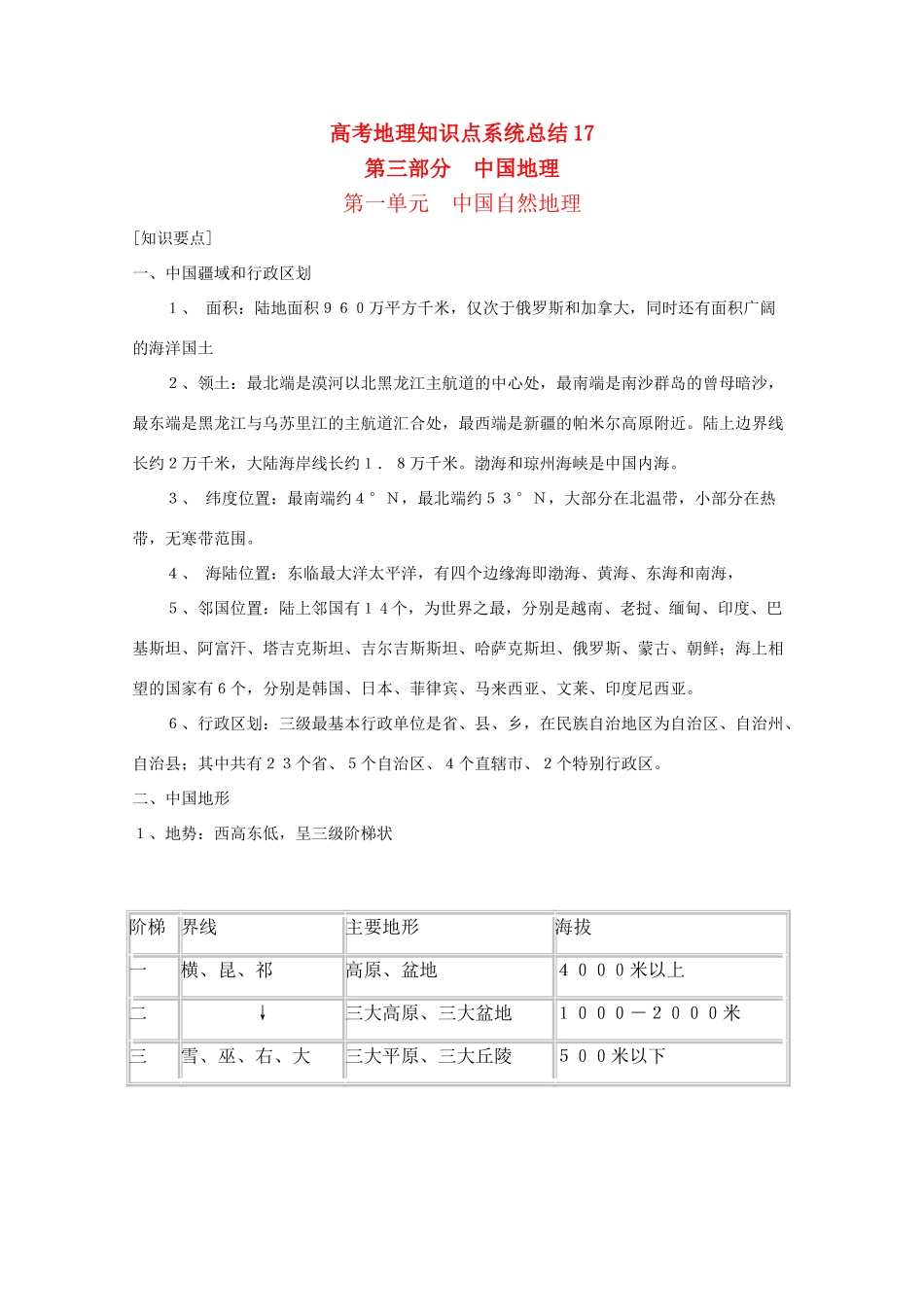 高考地理教学素材 知识点系统总结17_第1页