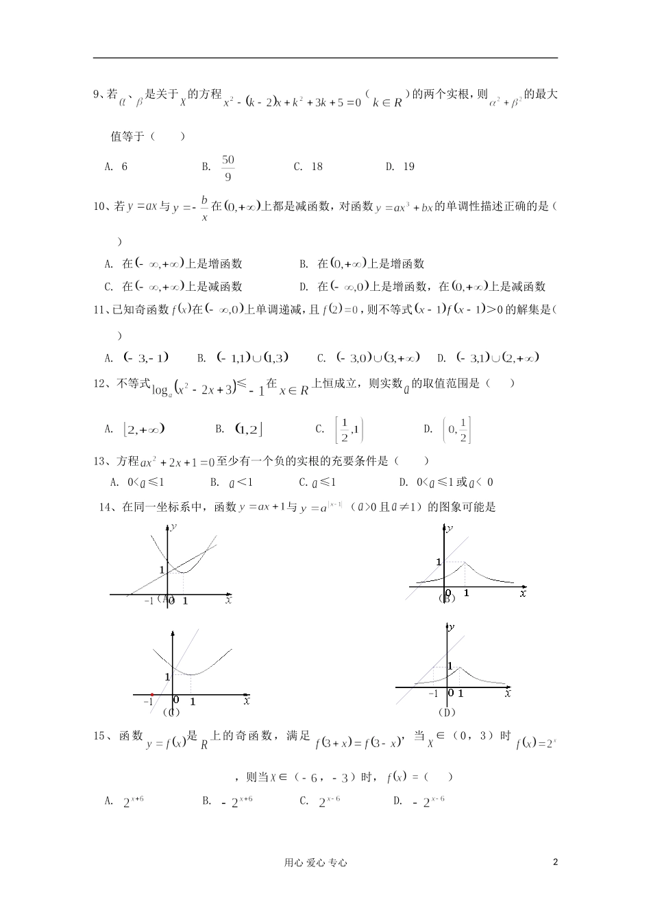 高考数学 函数与导数易错题素材 苏教版_第2页
