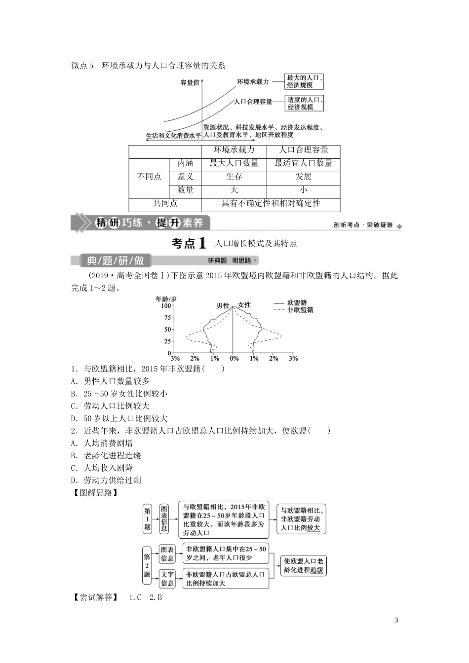 高考地理一轮复习 第五章 人口的增长、迁移与合理容量 第14讲 人口增长模式、人口合理容量教学案 中图版-中图版高三全册地理教学案_第3页