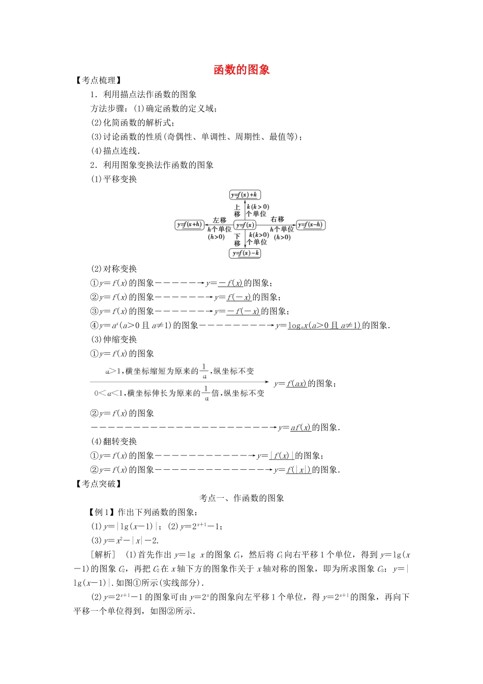 高考数学 考点突破——函数的应用：函数的图象学案-人教版高三全册数学学案_第1页