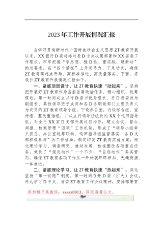 2023年学习ZT教育开展情况汇报