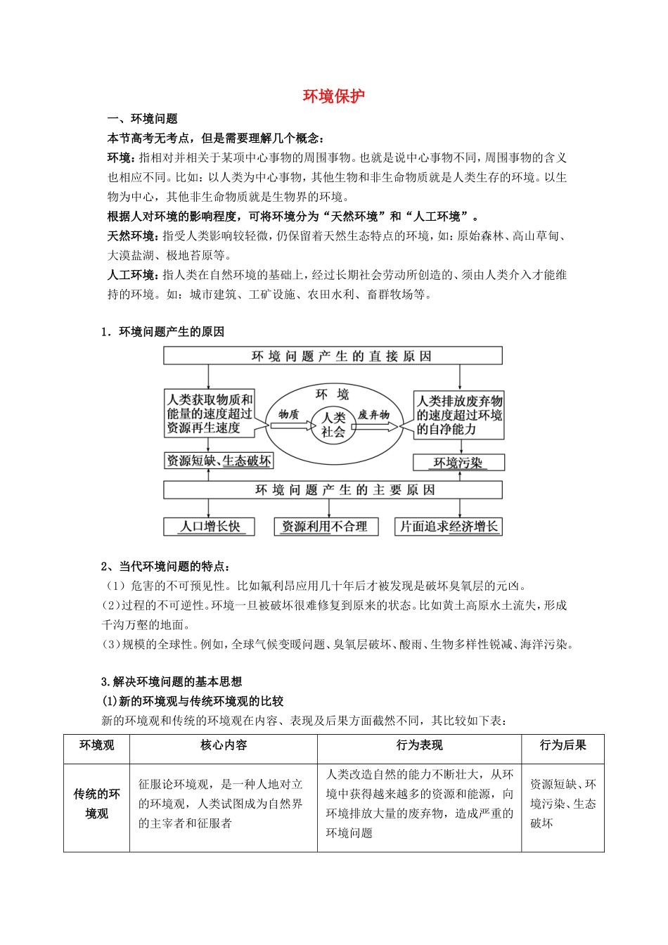 高考地理总复习 环境保护学案 新人教版选修6-新人教版高三选修6地理学案_第1页