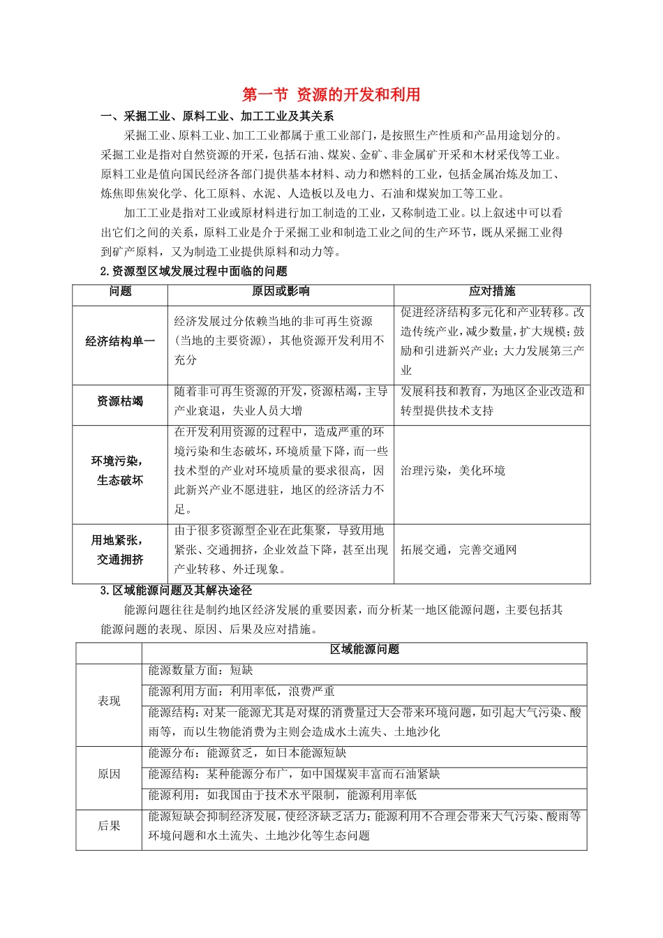高考地理总复习 区域地理 第六章 区域资源能源的开发和利用 第一节 资源的开发和利用学案 新人教版必修3-新人教版高三必修3地理学案_第1页
