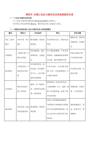高考地理总复习 区域地理 第四章 区域农工业业及其可持续发展 第四节 区域工业化与城市化及其他要素的关系学案 新人教版必修3-新人教版高三必修3地理学案