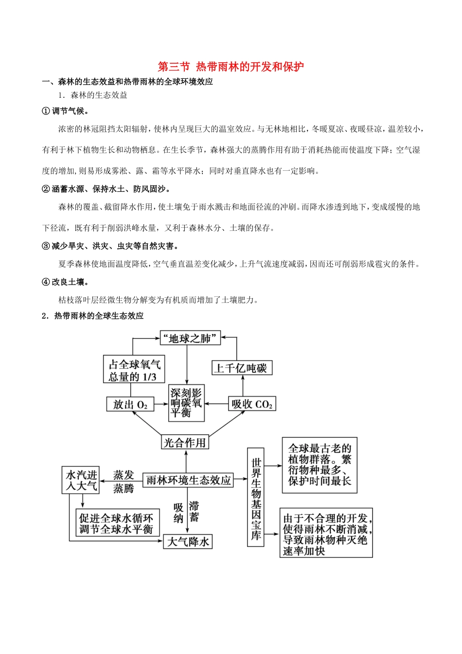 高考地理总复习 区域地理 第五章 区域生态环境建设 第三节 热带雨林的开发和保护学案 新人教版必修3-新人教版高三必修3地理学案_第1页