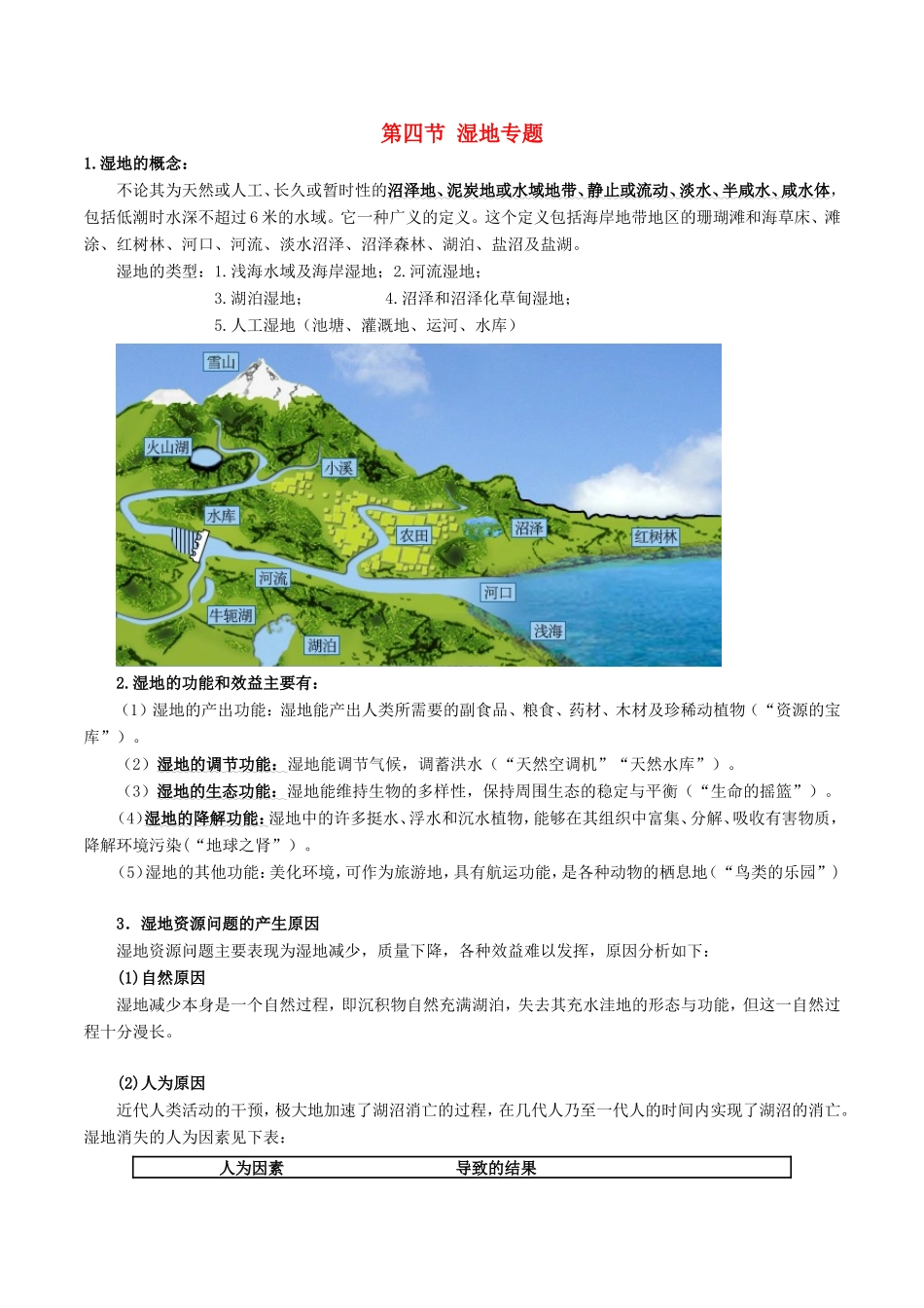 高考地理总复习 区域地理 第五章 区域生态环境建设 第四节 湿地专题学案 新人教版必修3-新人教版高三必修3地理学案_第1页