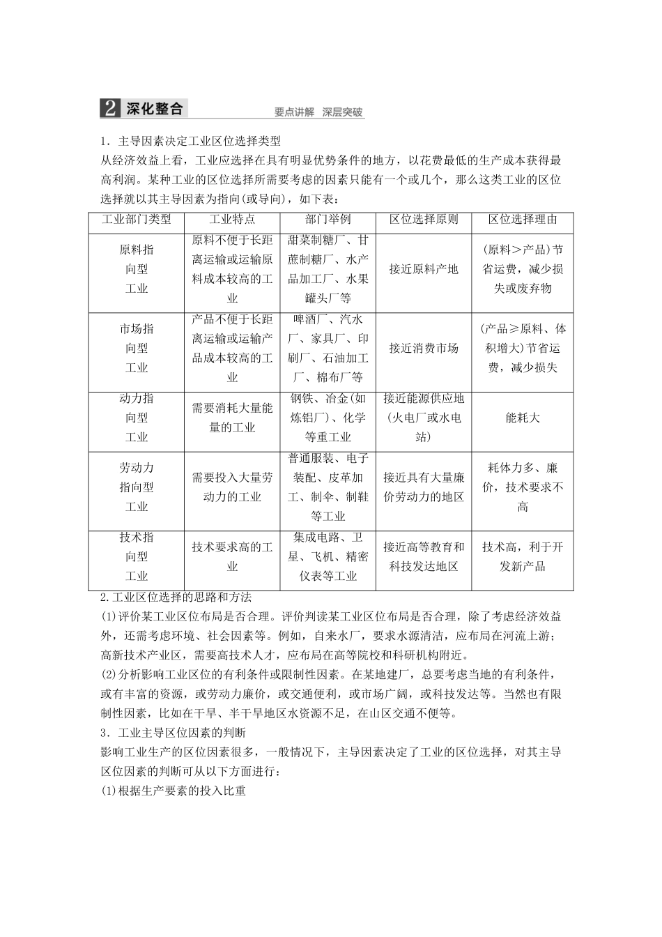 高考地理大一轮复习 第三章 第3讲 工业区位因素与工业地域联系学案 湘教版必修2-湘教版高三必修2地理学案_第2页