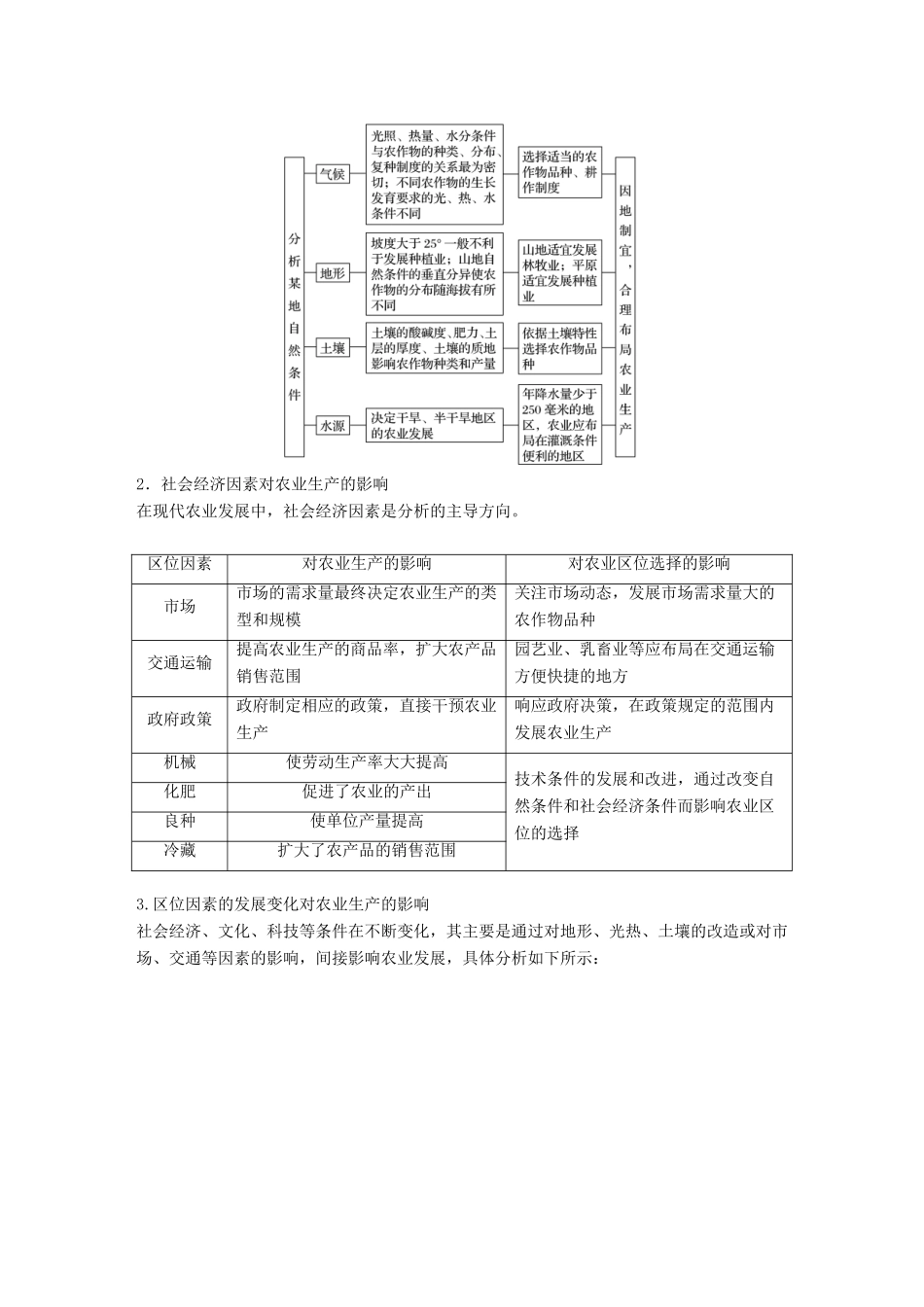高考地理大一轮复习 第三章 第22讲 农业区位因素与农业地域类型学案 湘教版必修2-湘教版高三必修2地理学案_第2页