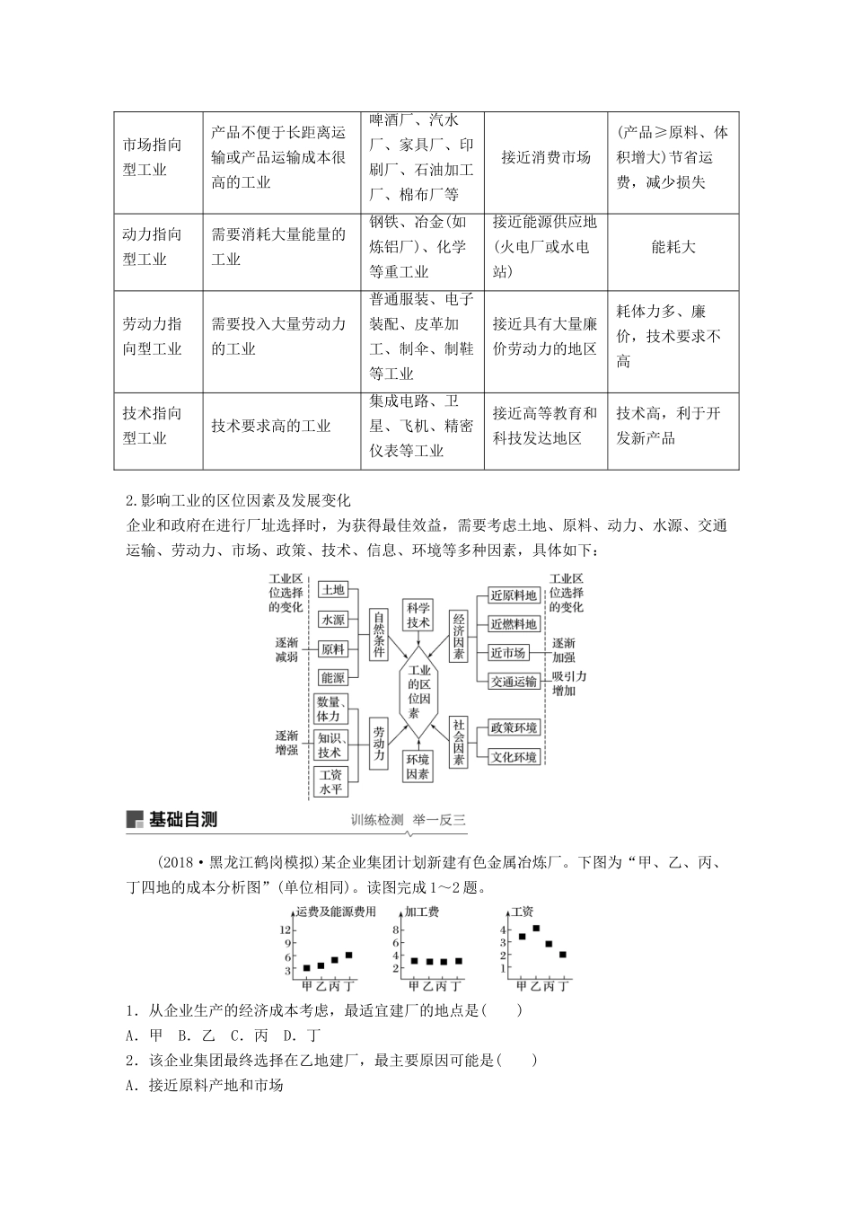 高考地理大一轮复习 第三章 第23讲 工业区位因素与工业地域联系学案 湘教版必修2-湘教版高三必修2地理学案_第2页