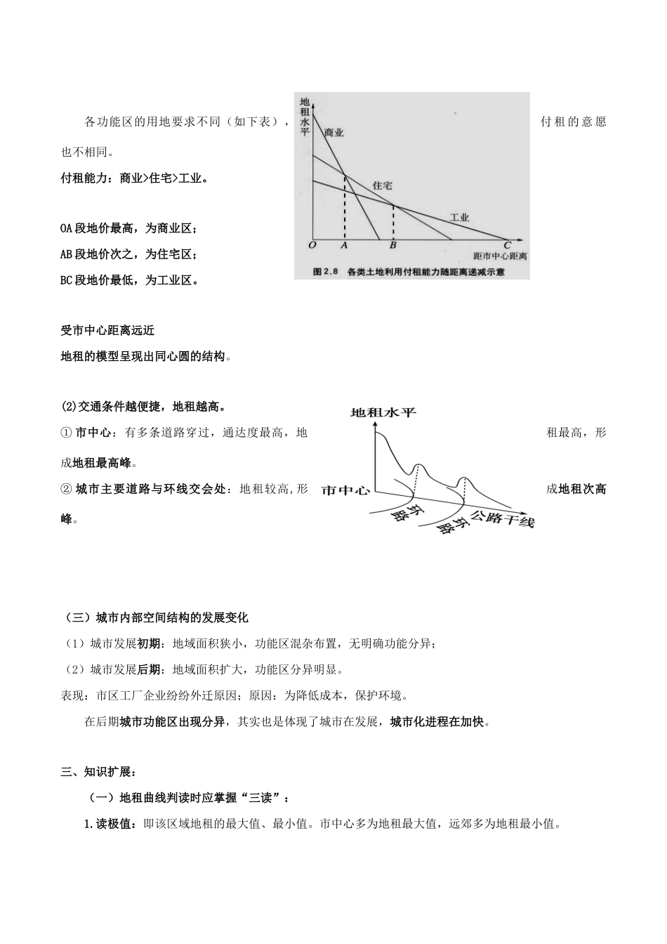 高考地理总复习 人文地理 第二章 城市与城市化 第二节 城市的内部空间结构学案 新人教版必修2-新人教版高三必修2地理学案_第3页