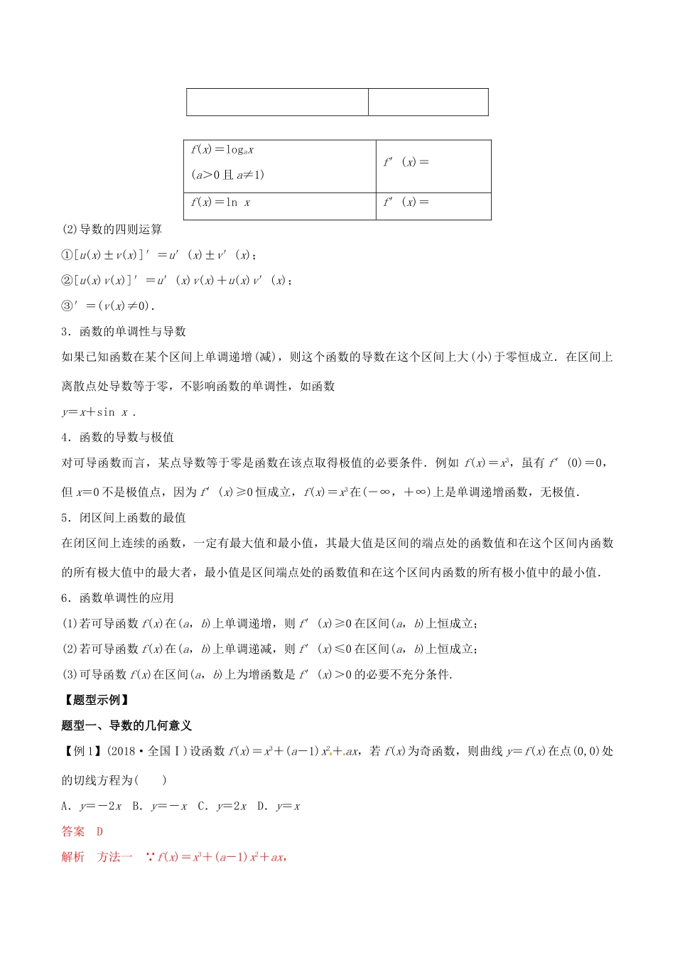 高考数学 考纲解读与热点难点突破 专题04 导数及其应用教学案 文（含解析）-人教版高三全册数学教学案_第2页