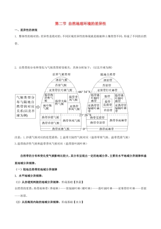 高考地理总复习 自然地理 第六章 自然地理环境的整体性和差异性 第二节 自然地理环境的差异性学案 新人教版必修1-新人教版高三必修1地理学案