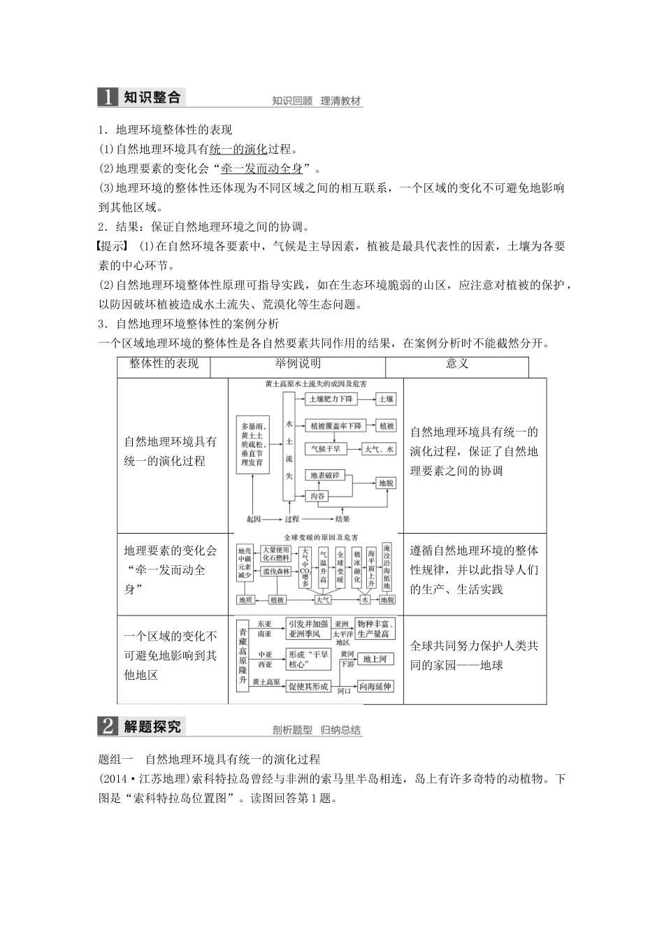 高考地理大一轮复习 第五章 自然地理环境的整体性与差异性 第15讲 自然地理环境的整体性学案 新人教版必修1-新人教版高三必修1地理学案_第3页