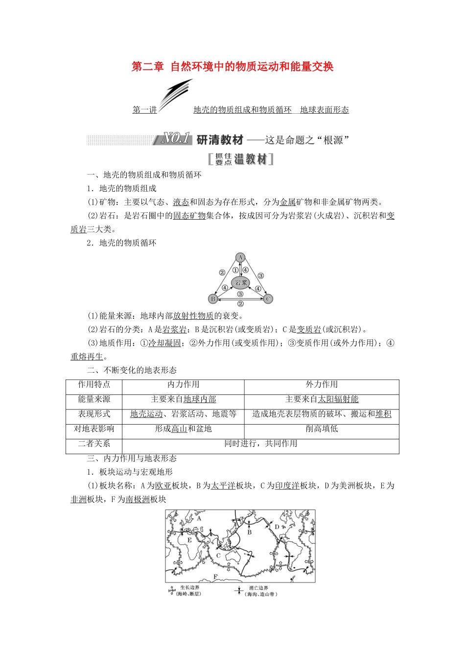 高考地理大一轮复习 第一部分 第二章 自然环境中的物质运动和能量交换学案 湘教版-湘教版高三全册地理学案_第1页