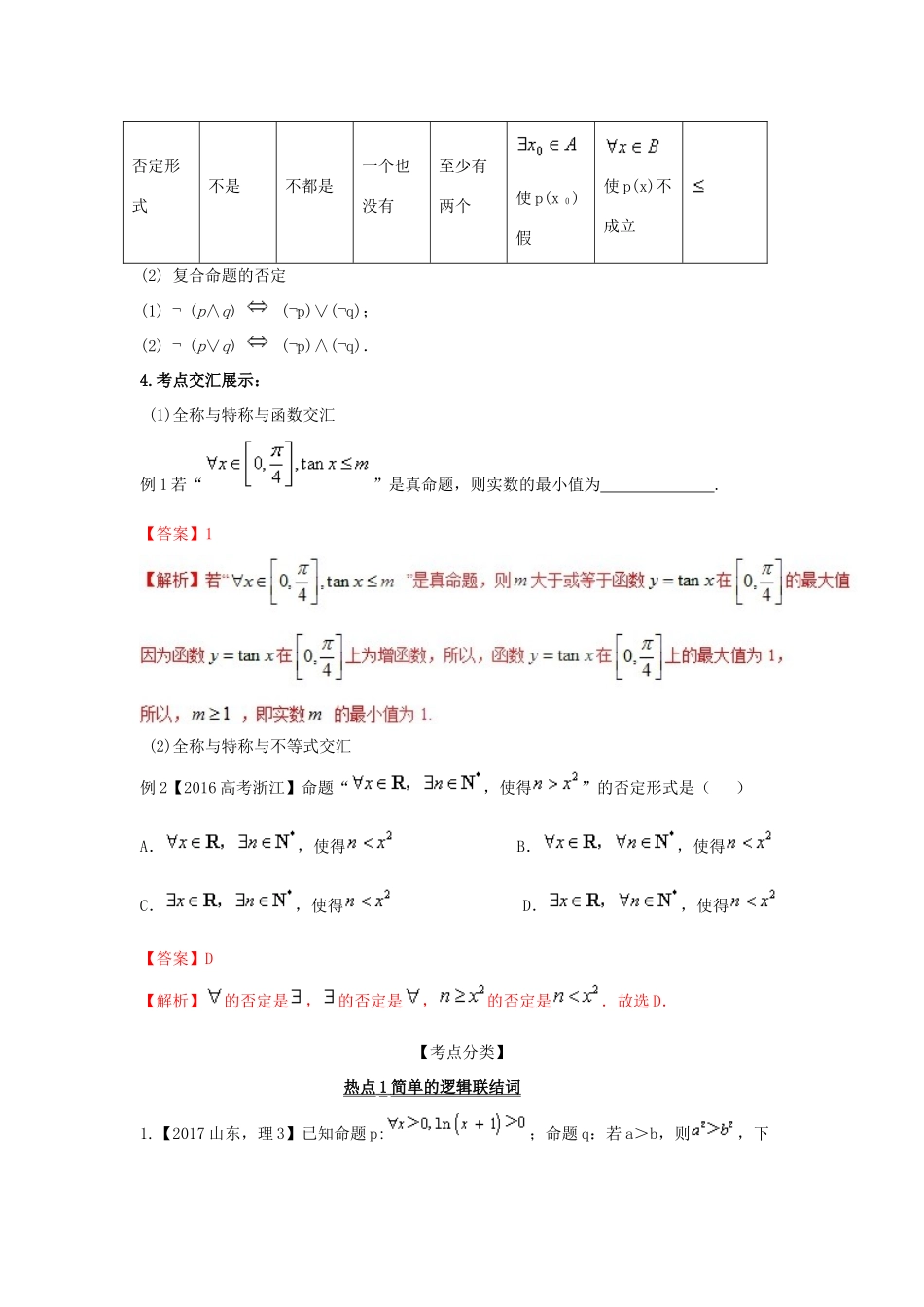 高考数学 提分必备30个黄金考点 专题03 简单的逻辑联结词、全称量词与存在量词学案 理-人教版高三全册数学学案_第2页