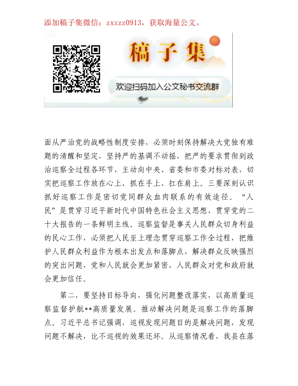 在2023年全县巡察工作会议上的讲话_第3页