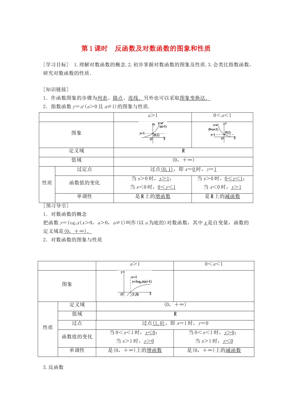 高考数学 专题2 指数函数、对数函数和幂函数 2.2.3 第1课时 反函数及对数函数的图象和性质学案 湘教版必修1-湘教版高三必修1数学学案_第1页
